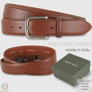 Cintura in cuoio uomo alta 40 classica colore Cognac