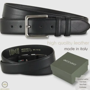 Cintura in cuoio uomo alta 40 classica colore Nero