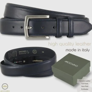 Cintura in cuoio uomo alta 40 classica colore Blu