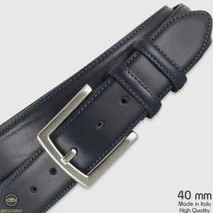 Cintura in cuoio uomo alta 40 classica colore Blu