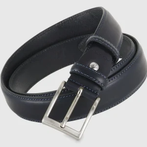 Cintura in cuoio uomo classica colore Blu