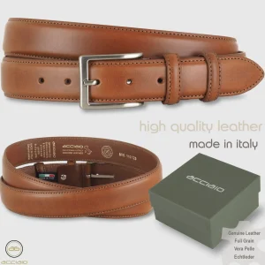 Cintura in cuoio uomo classica colore Cognac