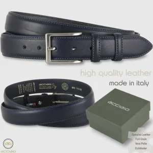 Cintura in cuoio uomo classica colore Blu