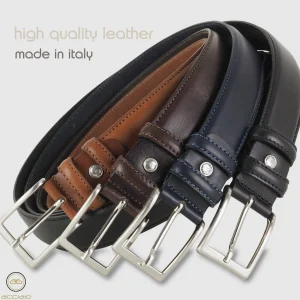 Cintura in cuoio uomo classica colore Blu