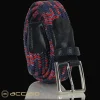 Cintura intrecciata elastica multicolore Blu Marino Rosso