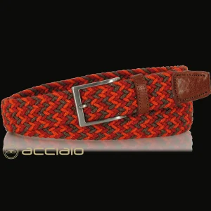 Cintura intrecciata elastica multicolore Arancio Rosso