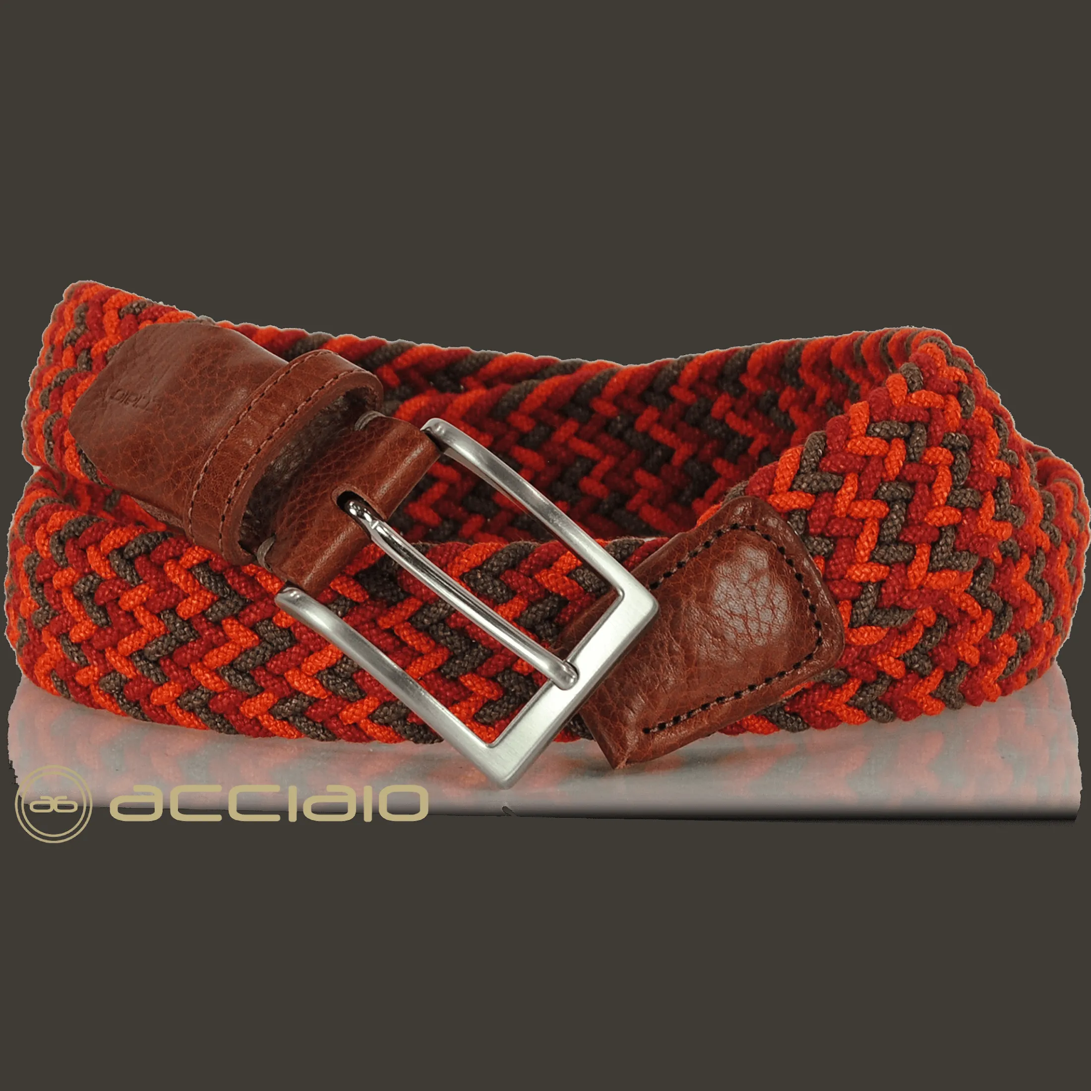 cintura_intrecciata_elast_3.webp Cintura intrecciata elastica multicolore Arancio Rosso