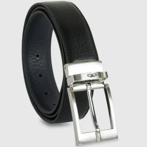 Cintura reversibile uomo double face Square pelle Nero/Blu