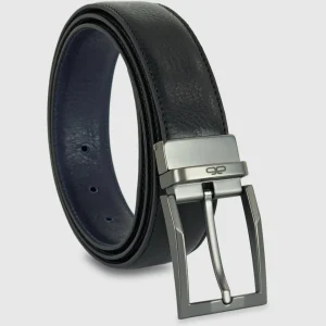 Cintura reversibile uomo double face Emerald pelle Nero/Blu