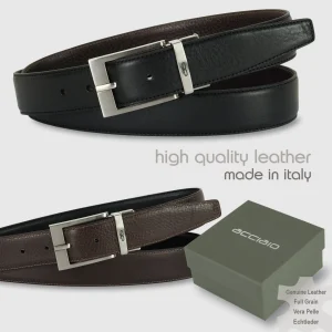 Cintura reversibile uomo double face Square pelle Nero/Marrone