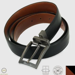 Cintura reversibile uomo double face Emerald pelle Nero/Cognac