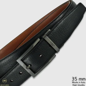 Cintura reversibile uomo double face Emerald pelle Nero/Cognac