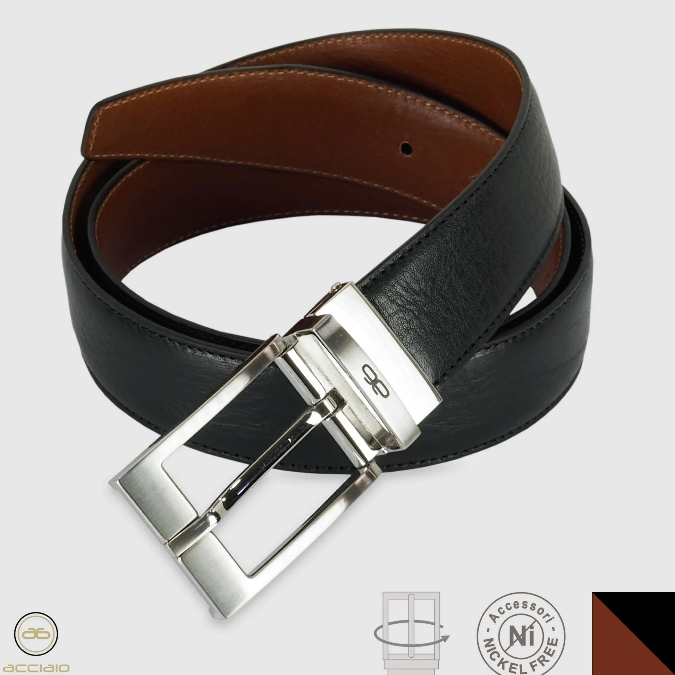 cintura_reversibile_uomo__3-4.webp Cintura reversibile uomo double face Square pelle Nero/Cognac