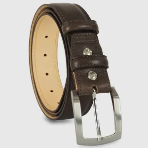 Cintura uomo classica Amber in pelle Vacchetta Moka