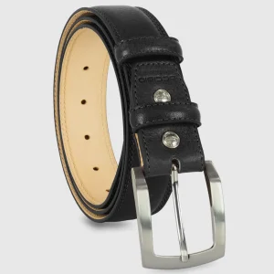 Cintura uomo classica Amber in pelle Vacchetta Nero