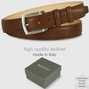 Cintura uomo classica Amber in pelle Vacchetta Marrone