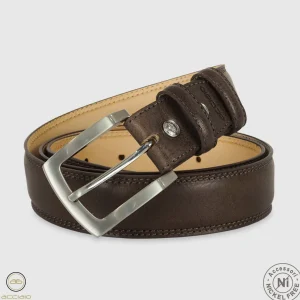 Cintura uomo classica Amber in pelle Vacchetta Moka