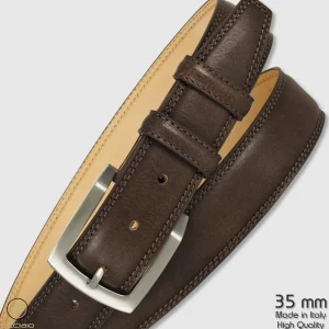 Cintura uomo classica Amber in pelle Vacchetta Moka