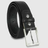 Cintura uomo classica Diamond in pelle Vacchetta Nero