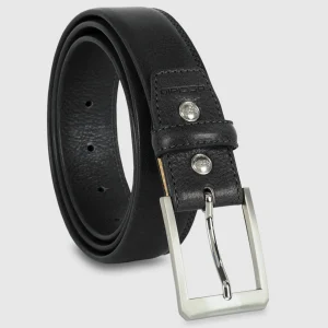 Cintura uomo classica Diamond in pelle Vacchetta Nero