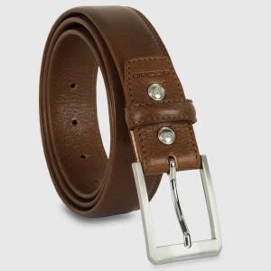 Cintura uomo classica Diamond in pelle Vacchetta Marrone