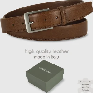 Cintura uomo classica Diamond in pelle Vacchetta Marrone