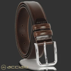 Cintura uomo classica in pelle Cuoio liscio Marrone