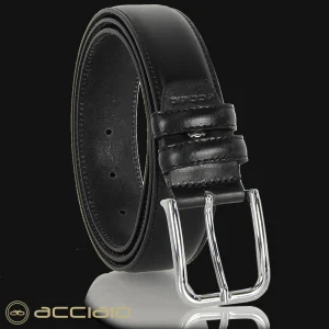 Cintura uomo classica in pelle Cuoio liscio Nero