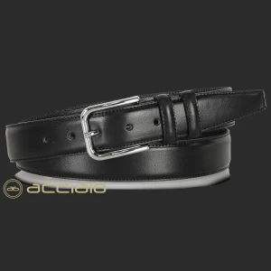 Cintura uomo classica in pelle Cuoio liscio Nero