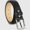 Cintura uomo classica Quarz in pelle Vacchetta Nero