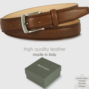 Cintura uomo classica Quarz in pelle Vacchetta Marrone