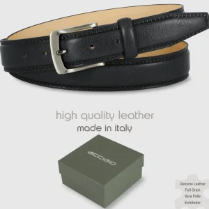 Cintura uomo classica Quarz in pelle Vacchetta Nero
