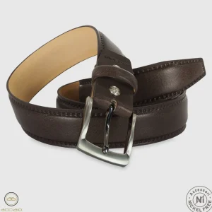 Cintura uomo classica Quarz in pelle Vacchetta Marrone/Moka