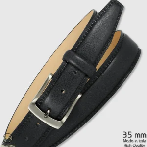 Cintura uomo classica Quarz in pelle Vacchetta Nero