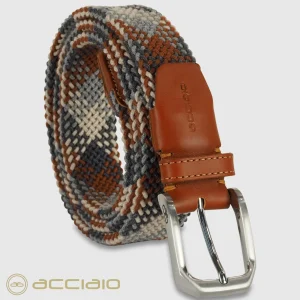 Cintura uomo intrecciata elastica Cognac Crete