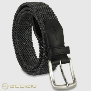 Cintura uomo intrecciata elastica Grigio Elite