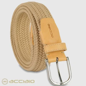 Cintura uomo intrecciata elastica Cuoio Nature
