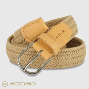 Cintura uomo intrecciata elastica Cuoio Nature