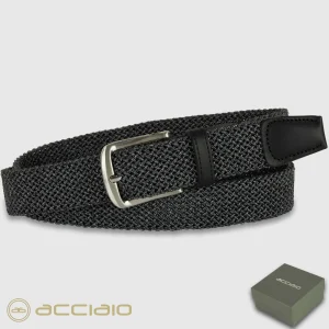 Cintura uomo intrecciata elastica Grigio Elite