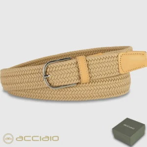 Cintura uomo intrecciata elastica Cuoio Nature