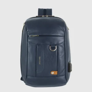 Monospalla uomo Zaino piccolo Jet pelle Blu