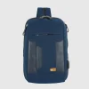 Monospalla uomo zaino piccolo Jet tessuto e pelle Blu Navy