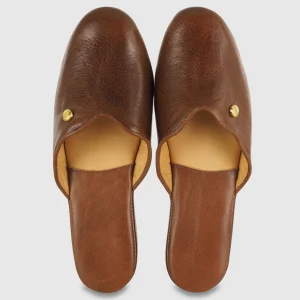 Pantofole donna in pelle Toscana Castagno