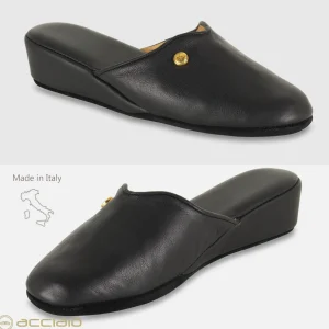 Pantofole donna in pelle Toscana Nero