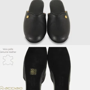 Pantofole donna in pelle Toscana Nero