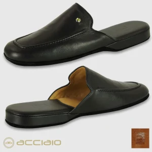 Pantofole uomo in pelle Toscana Nero