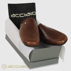 Pantofole uomo in pelle Toscana Castagno