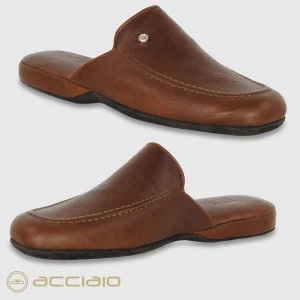 Pantofole uomo in pelle Toscana Castagno