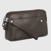 Pochette Uomo in pelle 2 vani zip borsello a mano Harry 7" Moka