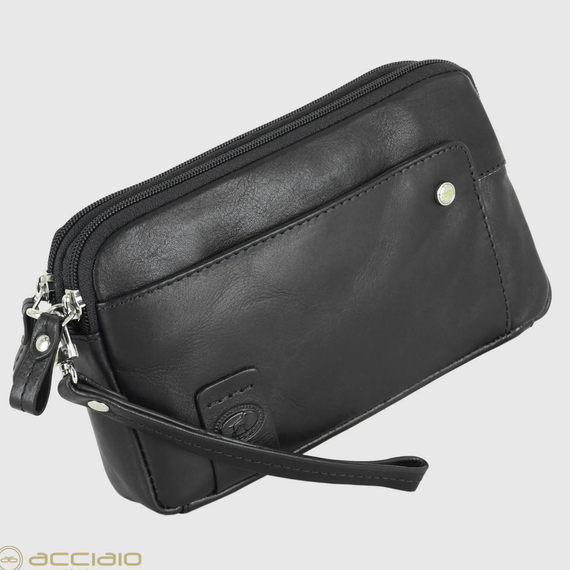 pochette_uomo_in_pelle__v_2-3.webp Pochette Uomo in pelle 2 vani zip borsello a mano Harry 7" Nero